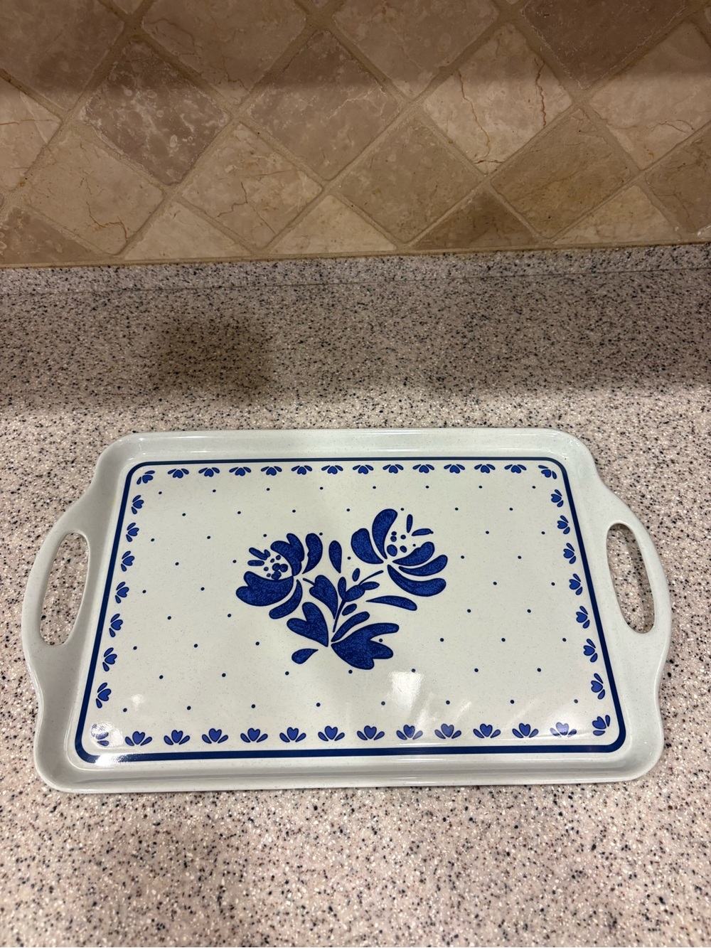 Pfaltzgraff Yorktowne Accents plastic Serving Tray Floral Blue White